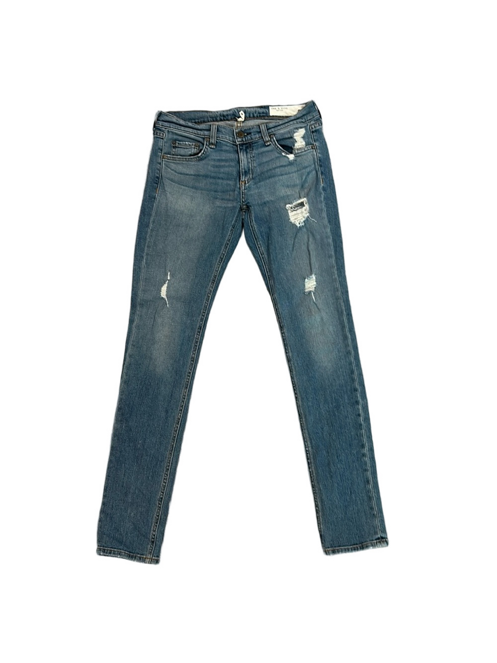Rag & Bone Dre Distressed Light Wash Atwater Low Rise Skinny Jeans Size 25